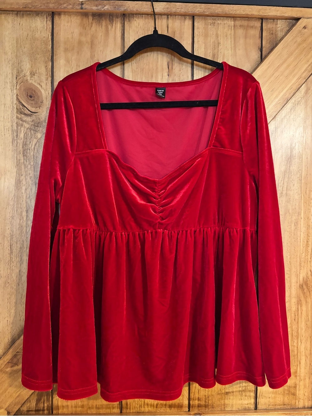 SHEIN Curve Babydoll Shirt Red 2x